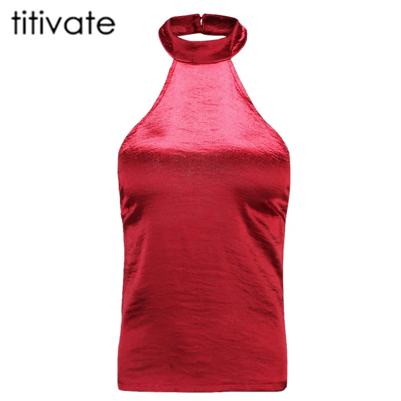 Наряжать женские летние пикантные элегантные шелковые спинки Майки Топы