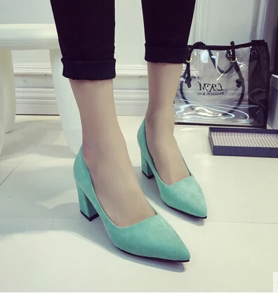 2017 г. новые летние элегантные женские замшевые рабочие туфли с острым носком