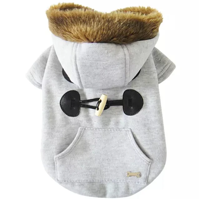 Новинка зимняя куртка с роговыми пуговицами капюшоном для собак пальто красный