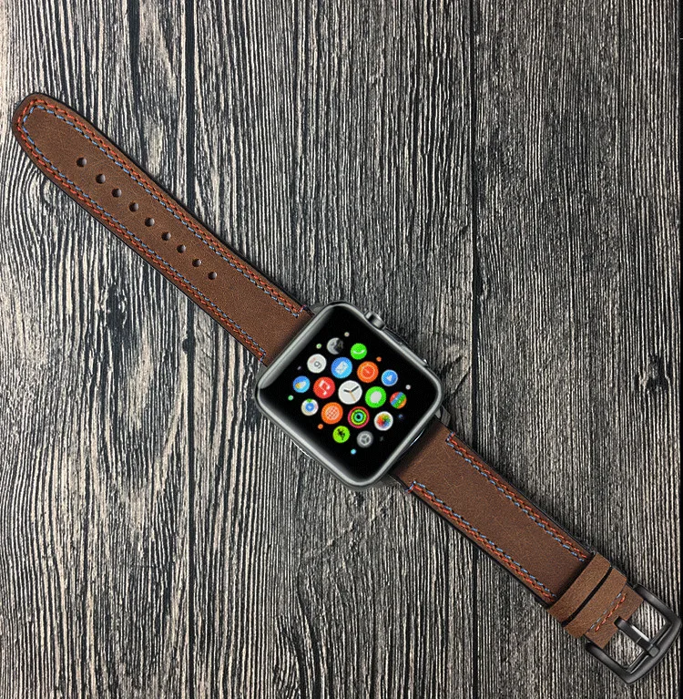 44 мм 40 мм ремешок для часов Apple Watch Series 5 4 3 2 1 высококачественный ремешок из натуральной кожи для Apple Watch браслет ремешок для часов 42 мм