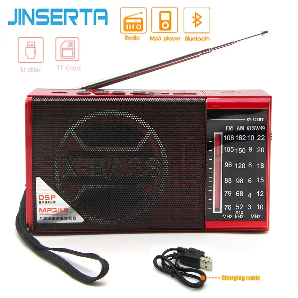 JINSERTA Mini FM AM SW радио приемник беспроводной Bluetooth динамик Поддержка TF карта U диск играть с 3,5 мм разъем для наушников