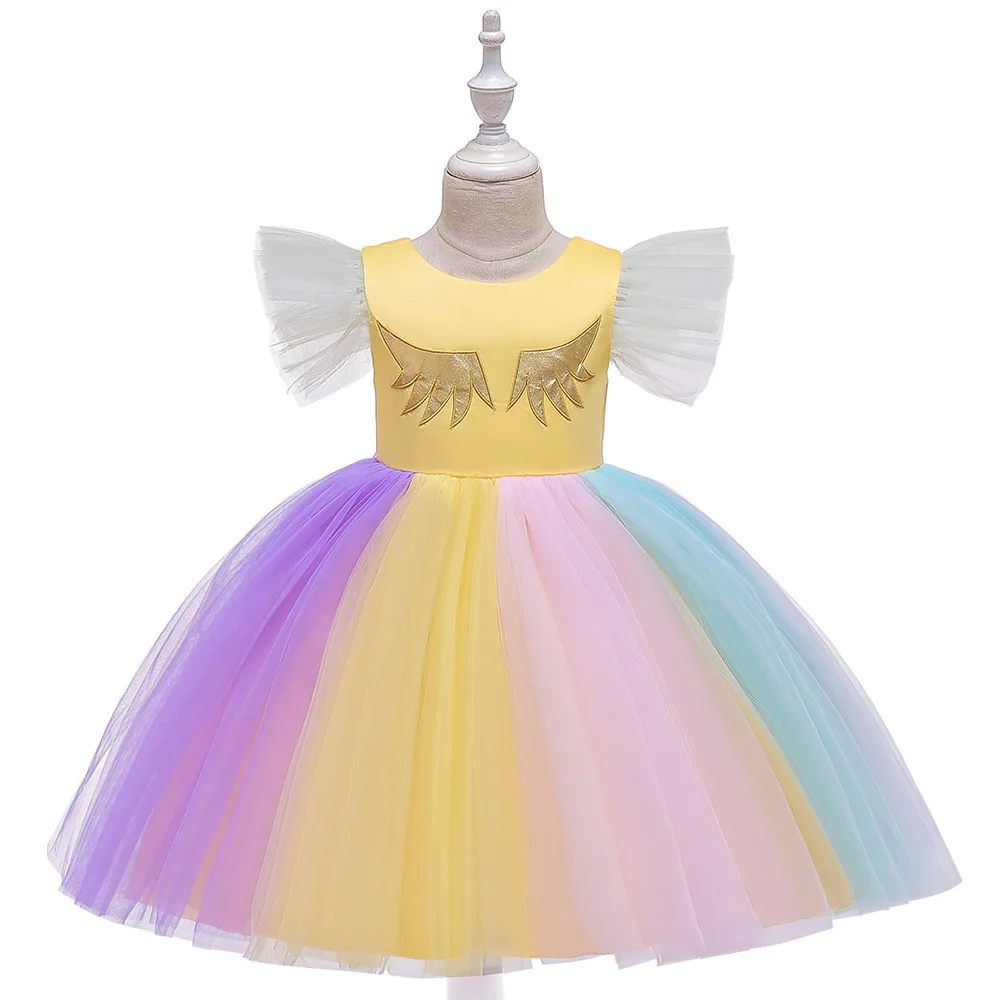 

Популярные бальные платья с рукавами-крылышками, тюлевые платья-пачки для девочек с цветами, короткие платья для девочек, платья для первог...