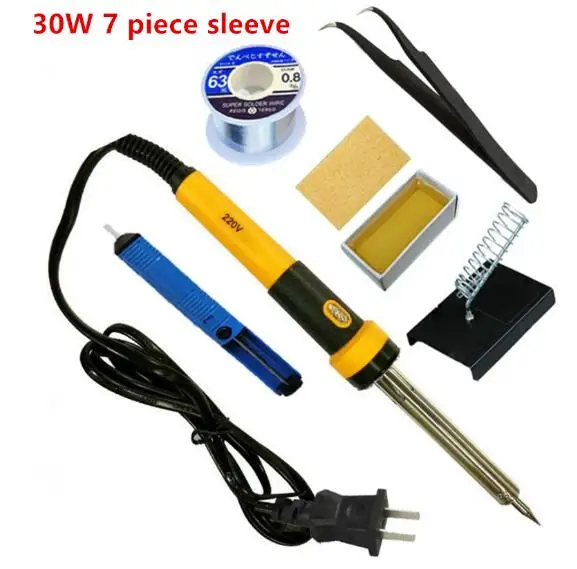 30W 7 Piece Set Горячая Распродажа, набор из 7 предметов, паяльник, инструмент для ремонта бытовой техники, 220 В, 30 Вт, 40 Вт, 60 Вт, сварка при постоянной температуре - Цвет: 30W 7 Piece Set