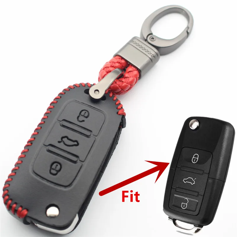 Защитный чехол для брелока FLYBETTER из натуральной кожи 3 кнопки Vw Jetta/MK6/Tiguan/Golf 4 5