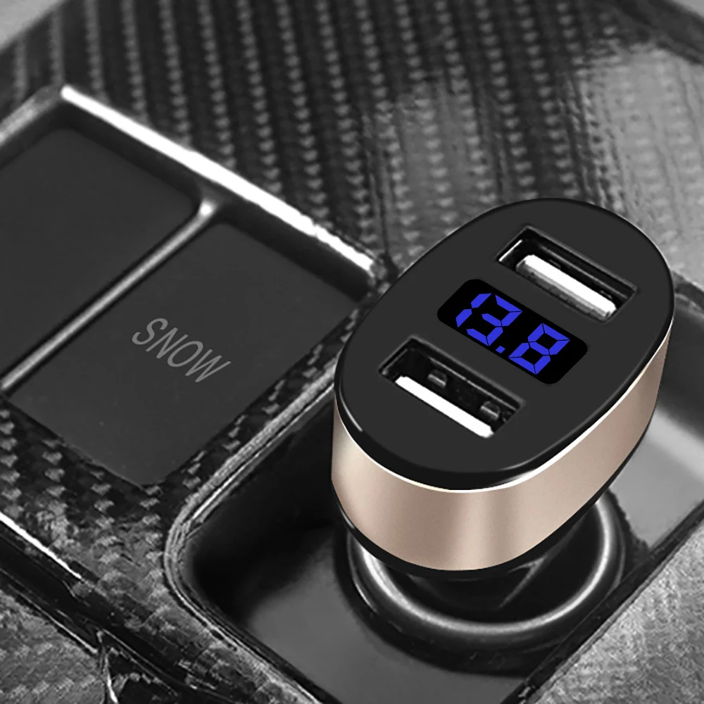 DCAE автомобильное зарядное устройство с двумя портами 2.4A USB светодиодный дисплей USB зарядное устройство для мобильного телефона адаптер для iPhone XS Max XR X 8 Xiaomi samsung