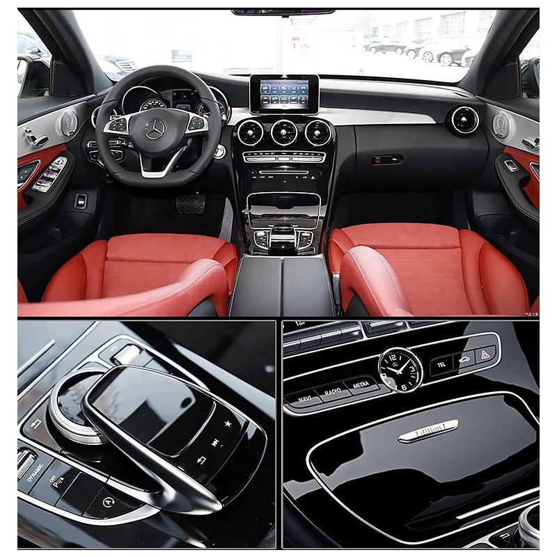 Оригинальная модель подходит консоль наклейки для W205 Mercedes Benz C200 C180L невидимая Защитная Центральная панель управления рамка TPU tirm