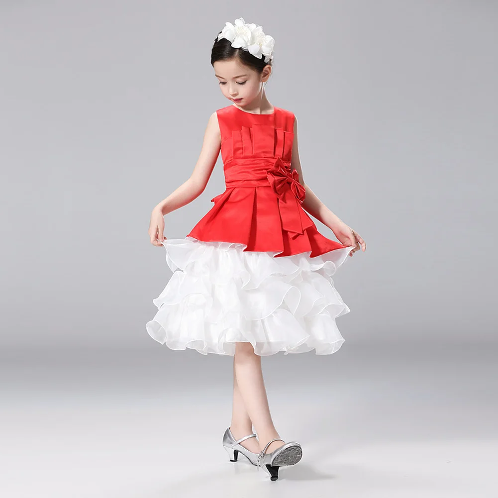 Модное платье для девочек без рукавов с бантом-бабочкой милое Бальное Платье До