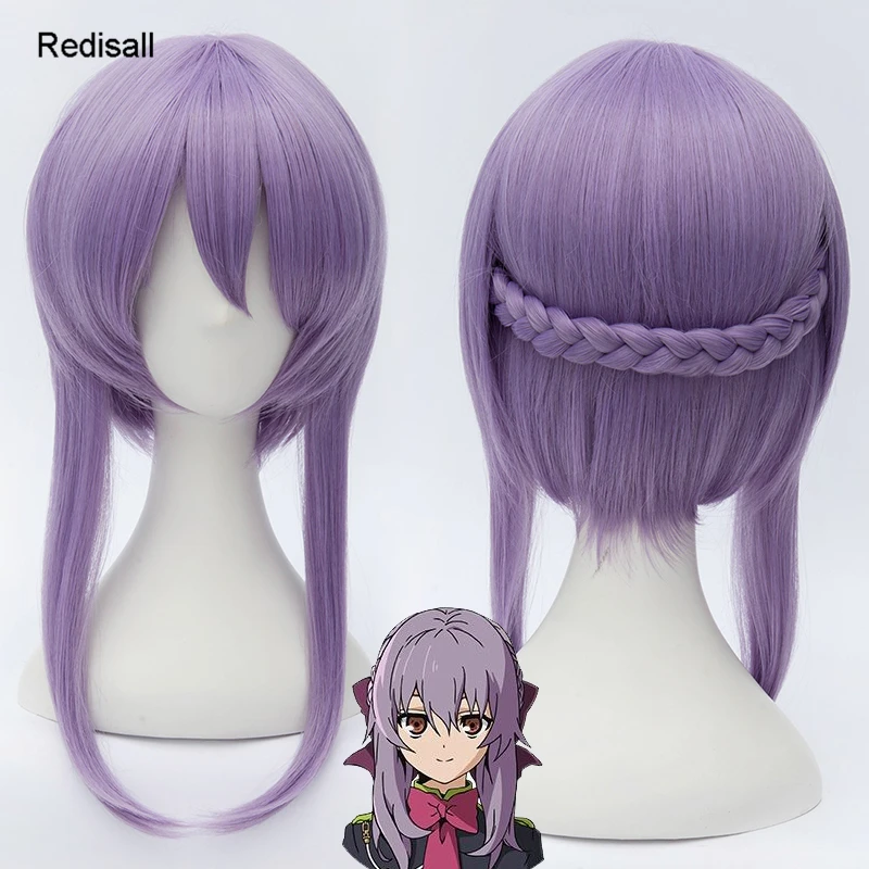 Серафим конца косплей парик Hiiragi Shinoa светильник фиолетовый коса с прямыми