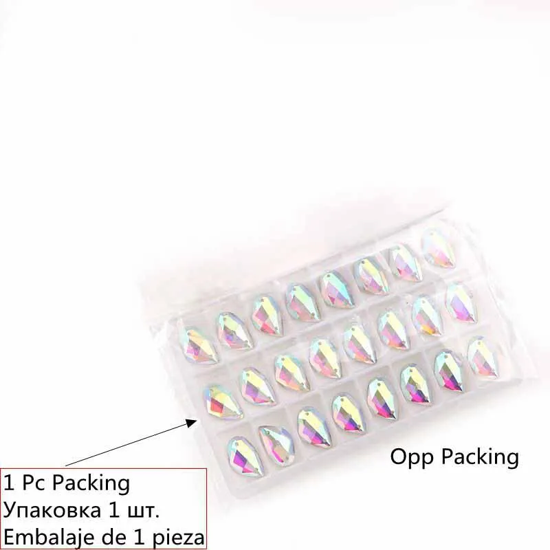 Овальный прозрачный стеклянный камень для пришивания с 2 отверстиями плоский