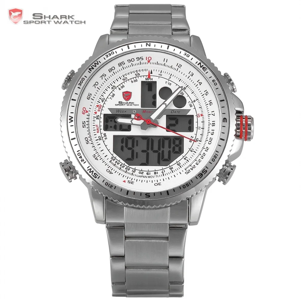 Winghead АКУЛА Спортивные Часы Водонепроницаемые Роскошные ЖК Аналоговый Дата