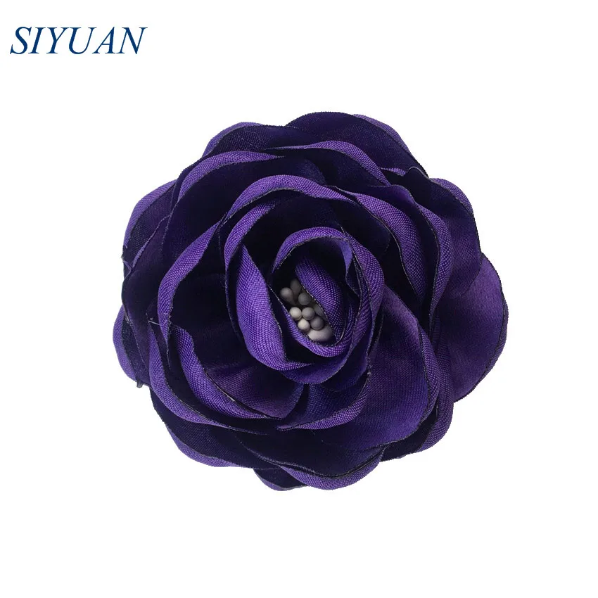 13-purple 5 шт./лот 2,4 ''классический сгоревший атласный цветок Camelia с зажимом для волос 20 цветов аксессуары для волос для девочек TH284 - Цвет: 13-purple