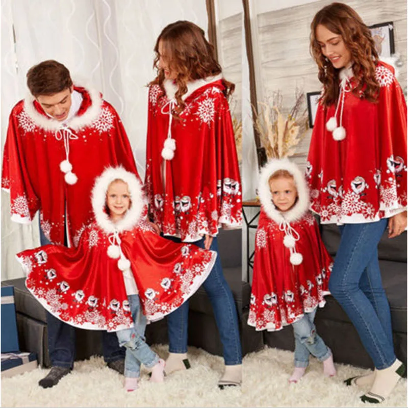 Women Christmas Velvet Hooded Cape Fur Hat Cloak Snowflake Santa Claus Long Sleeve Costume Cosplay | Женская одежда