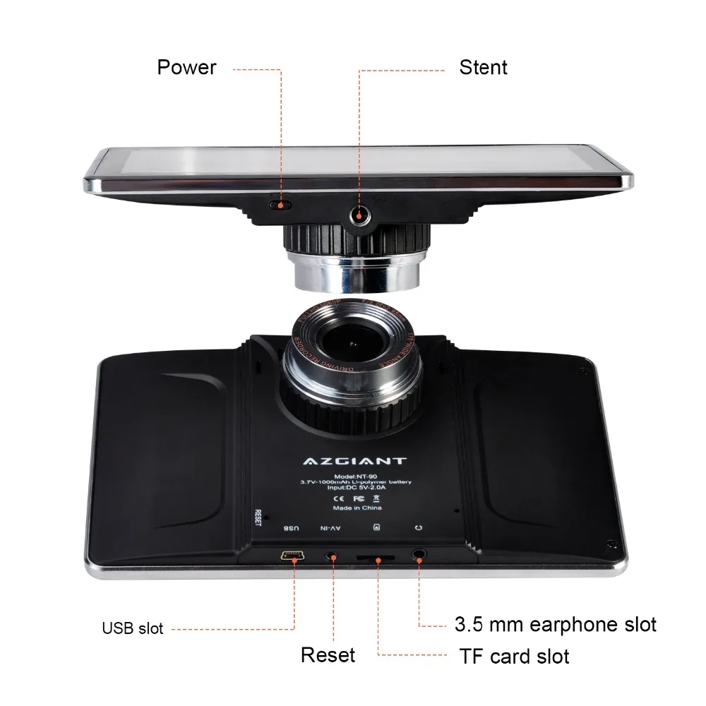 AZGIANT 7 &quotAndroid gps навигация wifi Автомобильный видеорегистратор грузовик навигатор