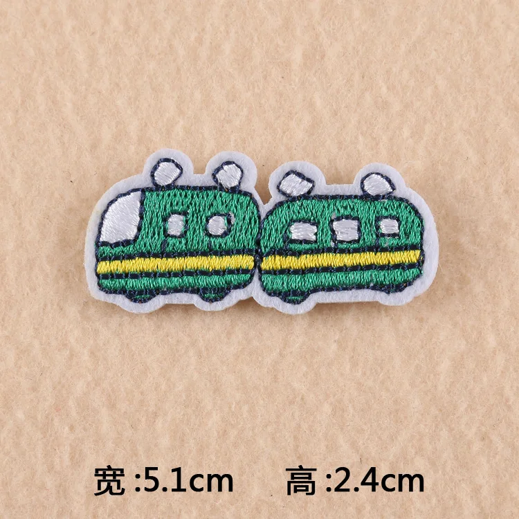 1-PCS-C-129 Детская футболка с вышитыми машинками из мультфильмов, нашивки с железным поездом, полосатая аппликация, детская одежда с автобусом, наклейки для одежды, значок@ C - Цвет: 1-PCS-C-129