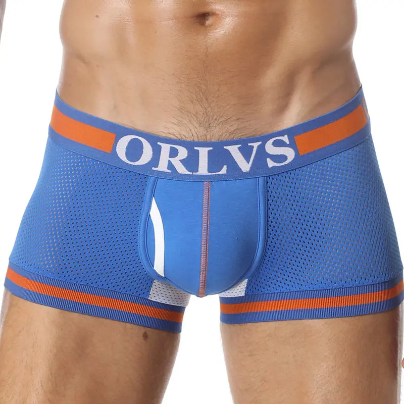 ORLVS 2018 Panties Mens Underwear Mesh Boxers Cotton Boxer Men Breathable Shorts Plus Size Sexy | Мужская одежда