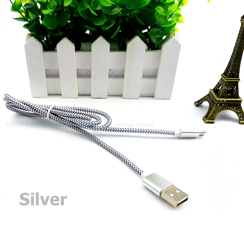 0,5 m/50 cm/1 m/2 m/3 m type C зарядный кабель зарядное устройство Micro USB-C type-C нейлоновый кабель для iPhone Xiaomi Mi6 samsung Galaxy S8 S9 Plus - Тип штекера: Silver