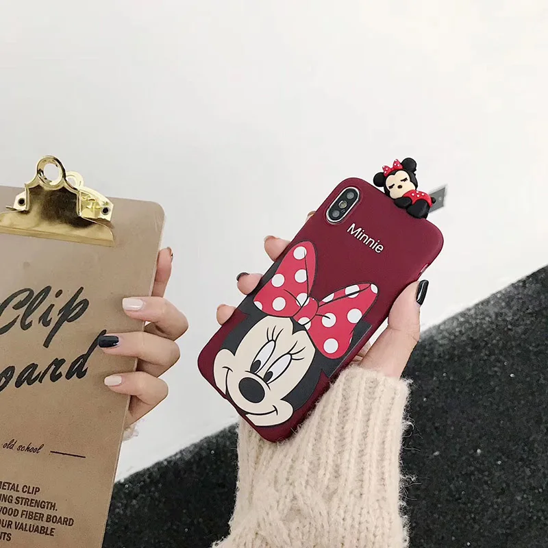 C 3D Минни Маус, милая Минни держатель кольцо чехол для iphone 6 S plus, 7, 7 plus, 8, 8 plus, X XS XR MAX 11 Pro мультфильм девочка игрушка чехол для телефона capa - Цвет: C