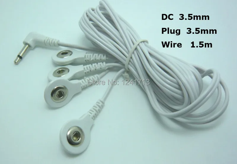 

30pcs/lot DC head 3.5mm 4 in 1 TENS unit electrode lead wire/cable connecting wire with 3.5 Snap Hole for tens ems machine