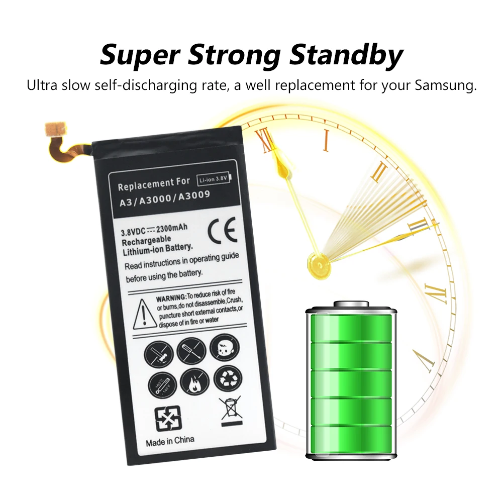 Для samsung Galaxy A3 EB-BA300ABE Батарея A300 A300F SM-A300FU A3000 A3009 A300X A300F Батарея Bateria 2300 мАч Замена