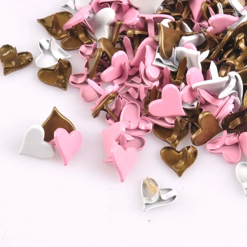 50 шт 11x8 мм в диаметре, различные Lovely Heart ожерелье с штифтики для скрапбукинга, украшение крепежа брадсы Изделия из металла для обуви украшения CP1926
