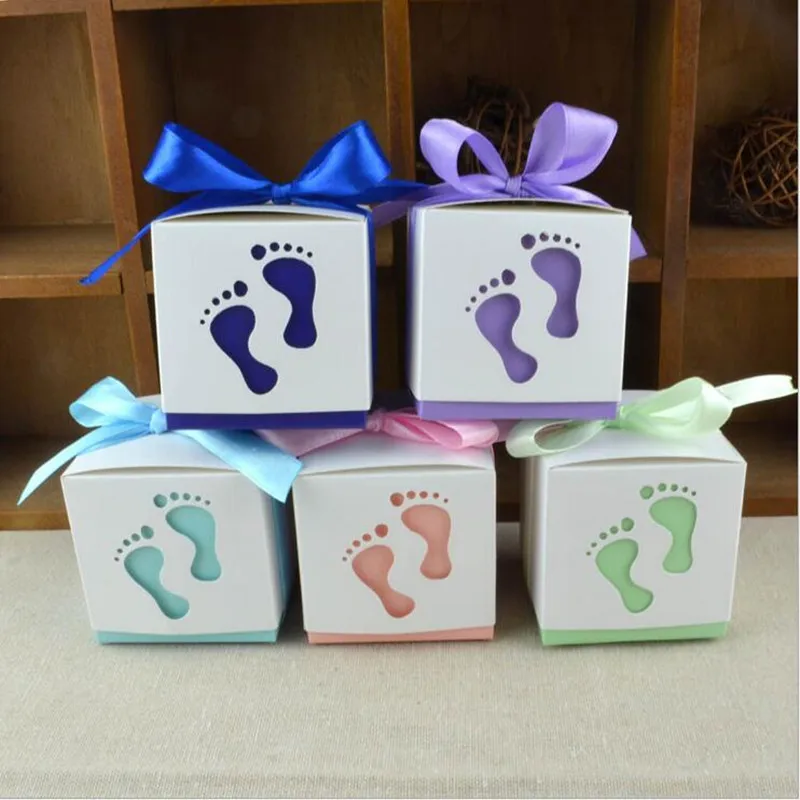 

100pcs Baby Shower Birth Favors Candy Boxes Baby 1st Birthday Party Supplies Baptism Christening Gift Box Anniversaire Enfant