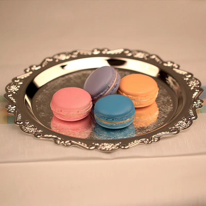 Рельефный металлический поднос 15 см в европейском стиле с серебряным покрытием