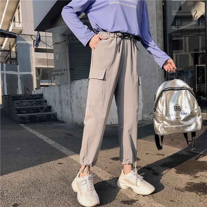 baggy pants women summer 2019 fashionable harem streetwear sweatpants trousers packet letter black lady punk tumblr pantalones | Женская
