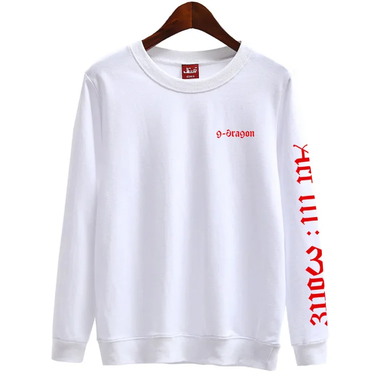 

New arrival kpop bigbang gd g-dragon act iii motte printing o neck thin sweatshirt for vips fashion pullover loose hoodies