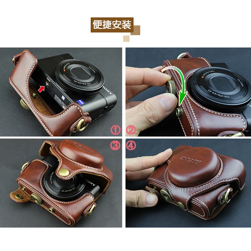 Чехол для камеры из искусственной кожи Sony RX100II RX100III RX100IV RX100V RX100 M3 M4 M5 M6 защитный