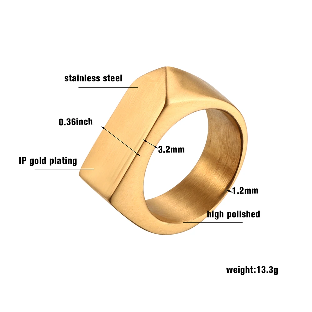 Модные мужские кольца из нержавеющей стали черного золотого и серебряного цвета