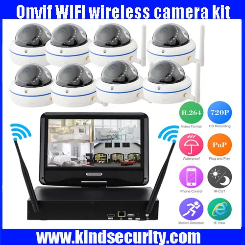 Wi-fi IP Камеры Системы Комплект 8-КАНАЛЬНЫЙ видеорегистратор С ЖК-Беспроводная