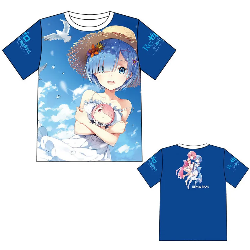 Аниме Re: Life In A Different World от Zero Ram Rem футболка для косплея костюм летняя мужская женская Повседневная футболка футболки с коротким рукавом