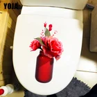 Яркая бутылка цветов YOJA 14x24,7 см, стикер на стену гостиной, модный туалет, декор для унитаза