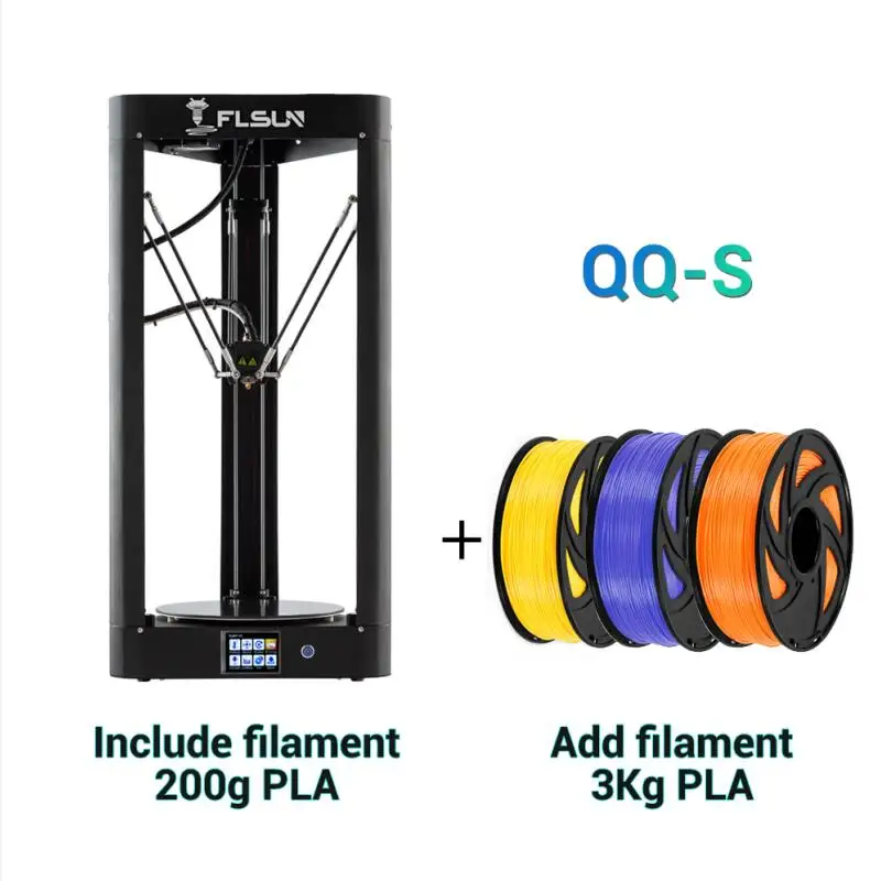 FLSUN QQ-S высокоскоростной Delta 3d принтер, большого размера плюс 255*360 мм kossel 3D-принтер обновленный автоматический Выравнивающий сенсорный экран - Цвет: QQ-S Add 3kg PLA