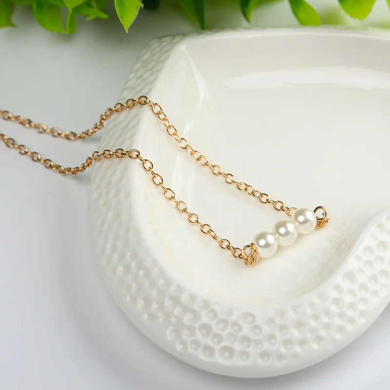 Gold Pattern 100% f266 Necklace Korean Pearl Fashion Ms. Short Clavicle Chain 2018 new for women Wholesale | Украшения и
