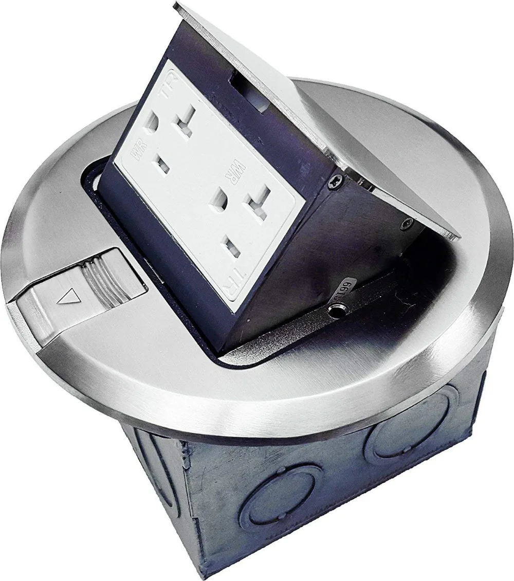 Всплывающая напольная коробка из нержавеющей стали с 20A 125VTamper Weather дуплексная