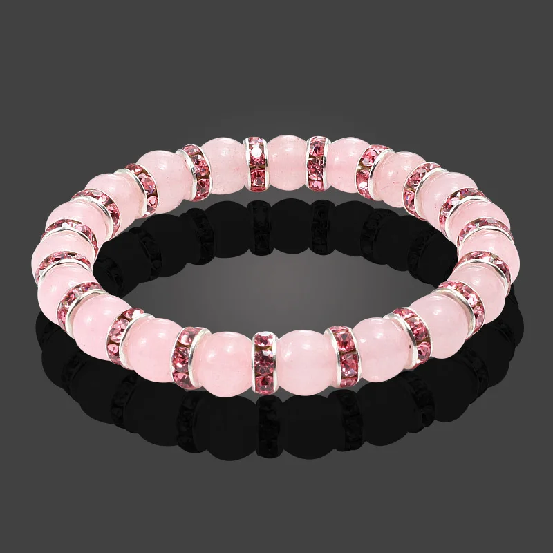 Silver Pink Дизайн женские браслеты 7 цветов Серебряный Кристалл Смешанные розовые бусины камень браслеты Будда молитва женские мужские браслеты украшения подарки - Окраска металла: Silver Pink
