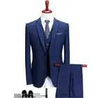 Весна 2019, мужские Модные Повседневные костюмы, мужской облегающий деловой Свадебный костюм, мужские костюмы из 3 предметов, высококачественные мужские костюмы (пиджак + жилет + брюки)