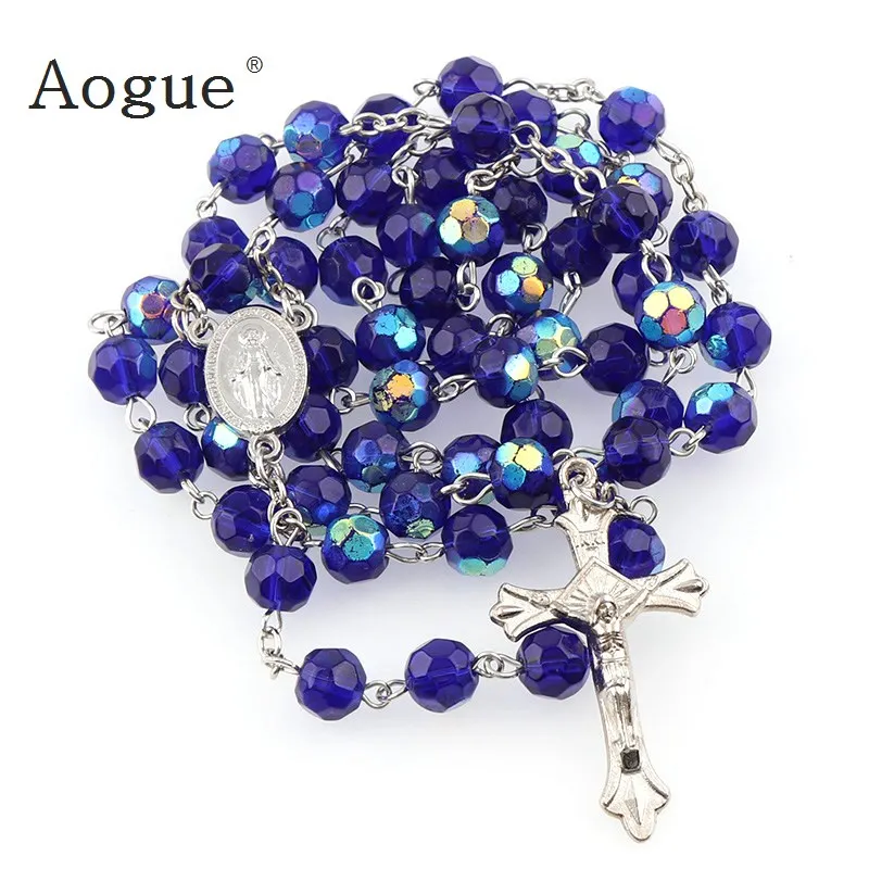 Граненый стеклянный четки 8 мм дамасский крест белый распятие от пристани Марины