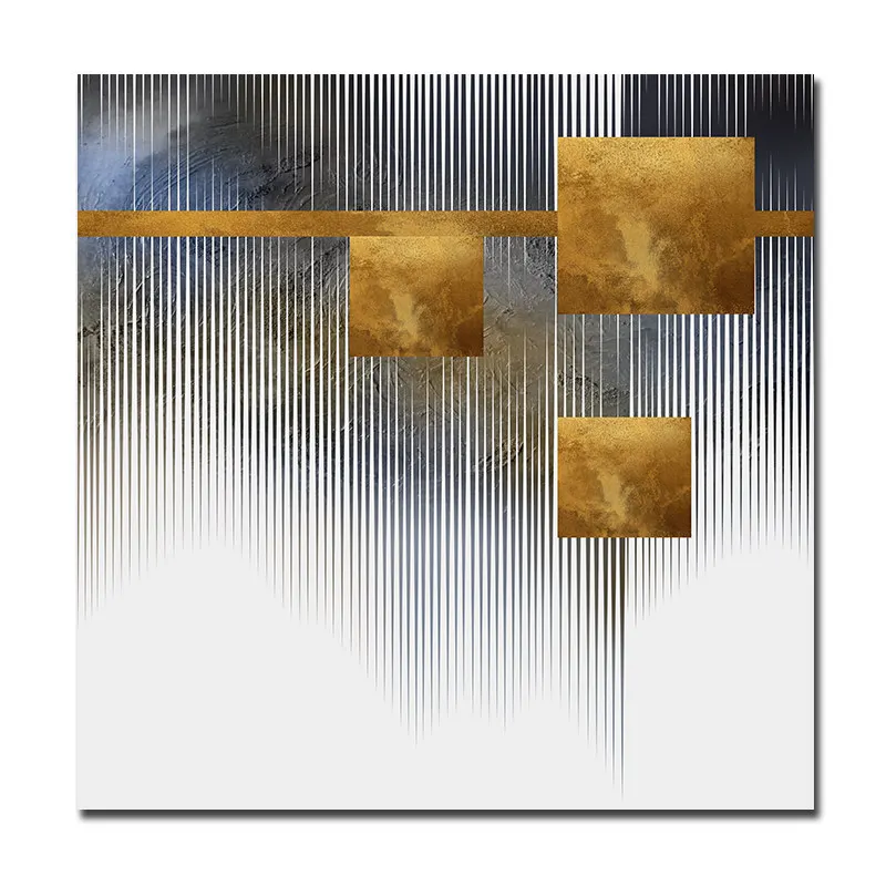 Золотистый и черный холст большого размера настенное искусство современные