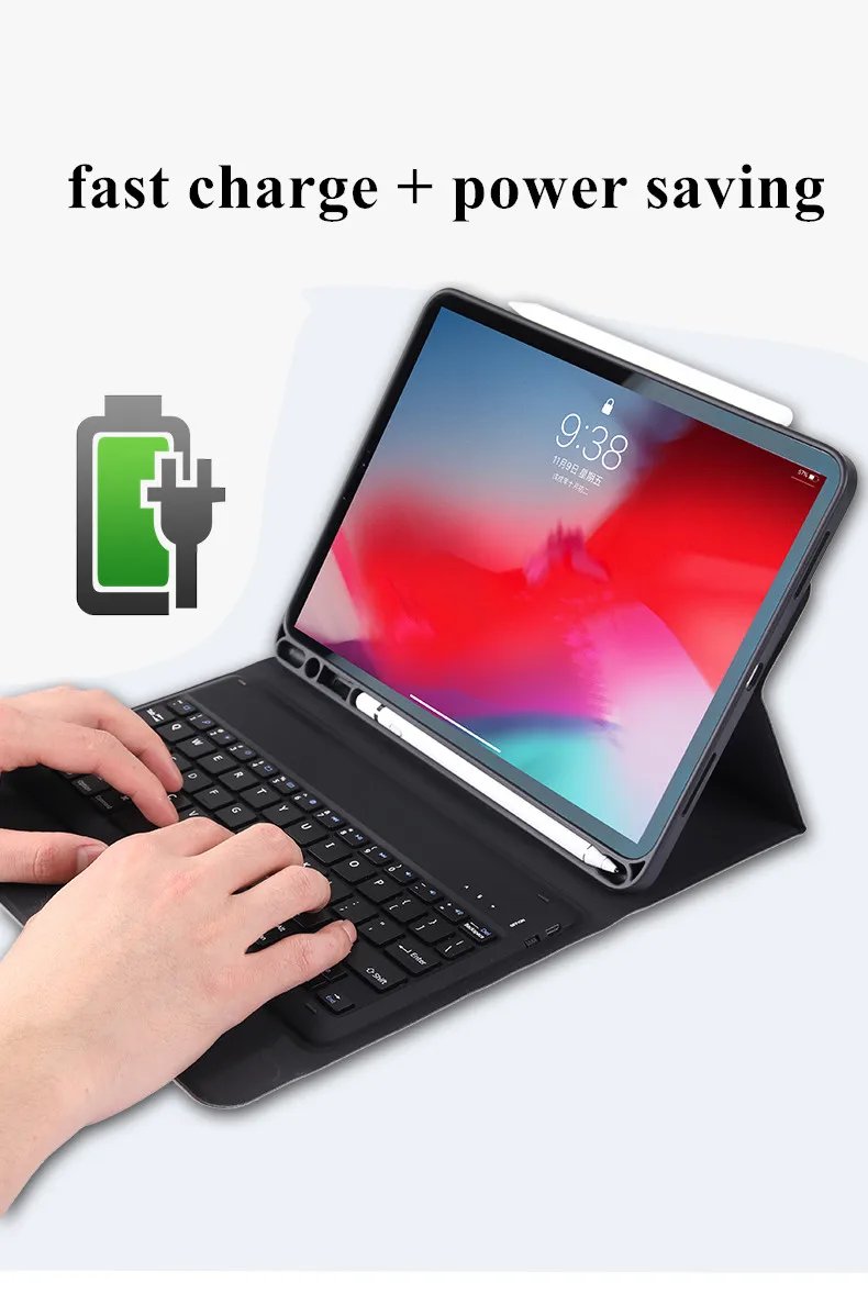 Роскошный Bluetooth клавиатура подставка для ручки Чехол для iPad Pro 12,9 дюйма беспроводной PU кожаный Интеллектуальный чехол для клавиатуры для iPad чехол