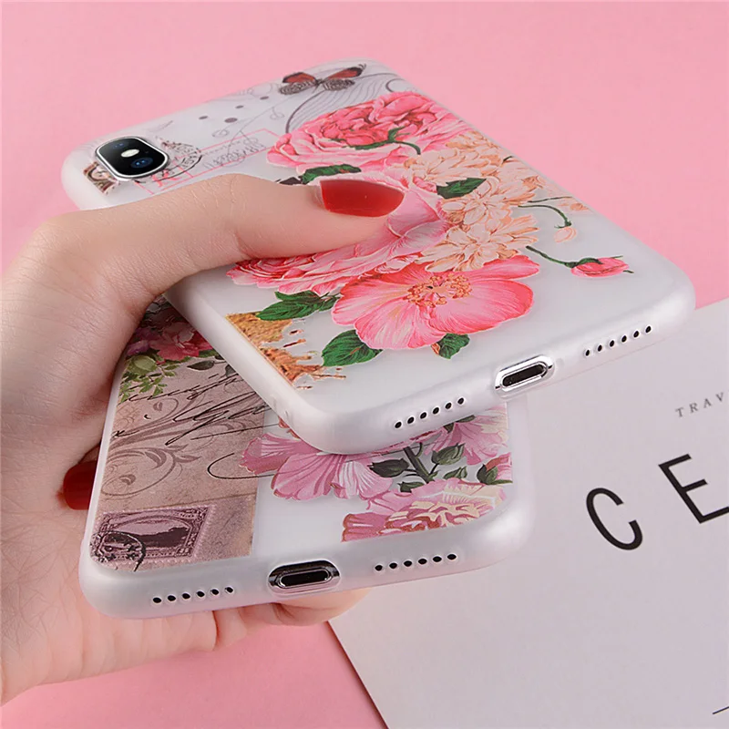 Lovebay Телефон чехол для iPhone 6 6s 7 8 Plus X XR XS Max 5 5S SE модный объемный красивые цветы
