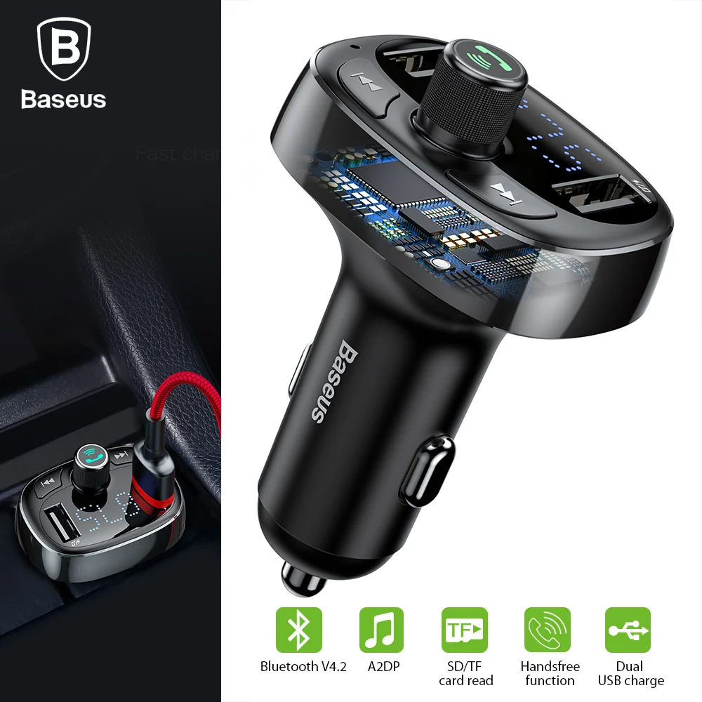 BASEUS S 09 T набрал 3.4A двойной Порты usb Bluetooth MP3 автомобиля Зарядное устройство