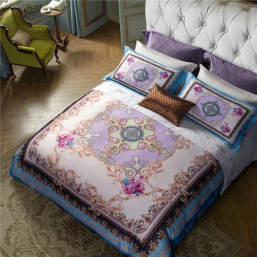 Color 3 Роскошные комплекты постельного белья в богемном стиле, королевского и королевского размера, Восточный комплект из 4 предметов, Комплект постельного белья из египетского хлопка, пододеяльник, простыня, Комплект постельного белья, наволочка - Цвет: Color 3