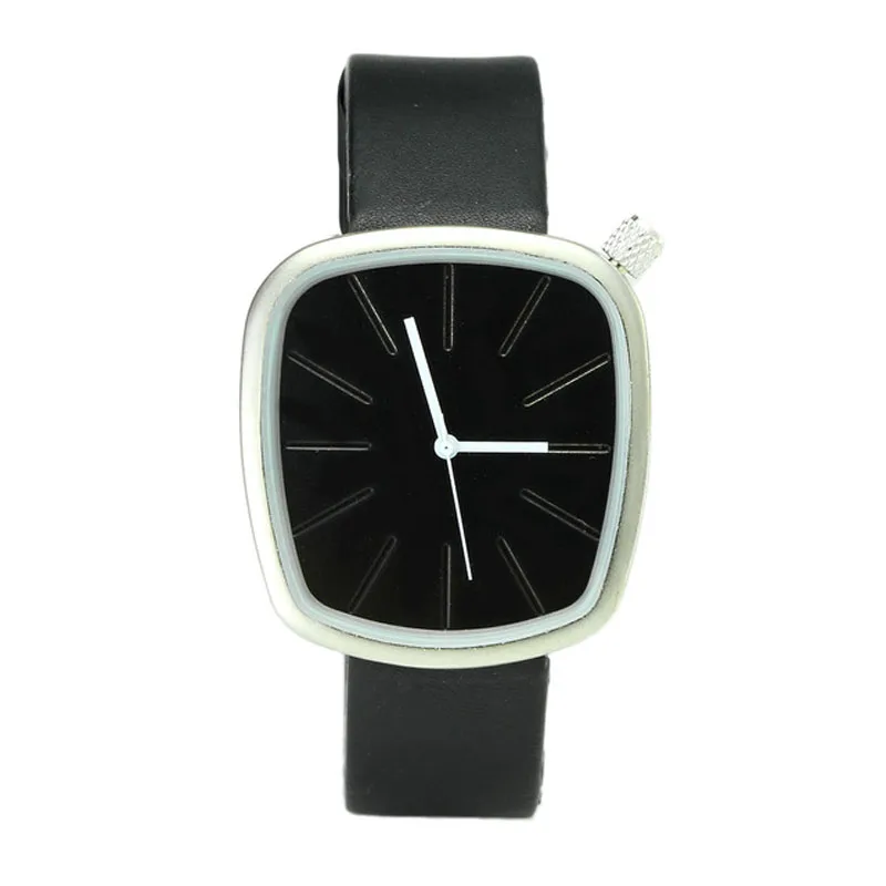 BGG Простой Квадратной Формы Женщины Наручные Часы Мужчины Кожаный Ремешок