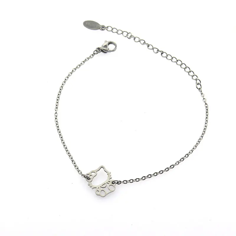 Модный женский браслет с котенком кошкой из нержавеющей стали подвесками