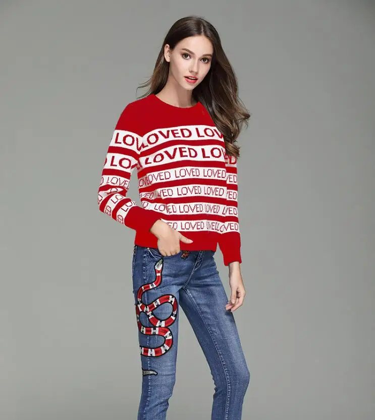 Autumn Winter Warm Letter Sweater Women | Женская одежда