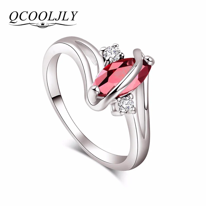 QCOOLJLY модные ювелирные изделия серебряного цвета кубического циркония CZ Кольцо женское кольцо модные свадебные украшения Размер 7/8/9