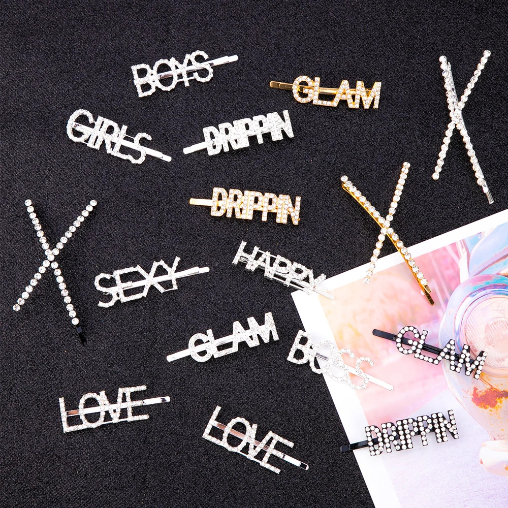 1 шт. блестящие заколки для волос с буквами Кристальные Женский инструмент