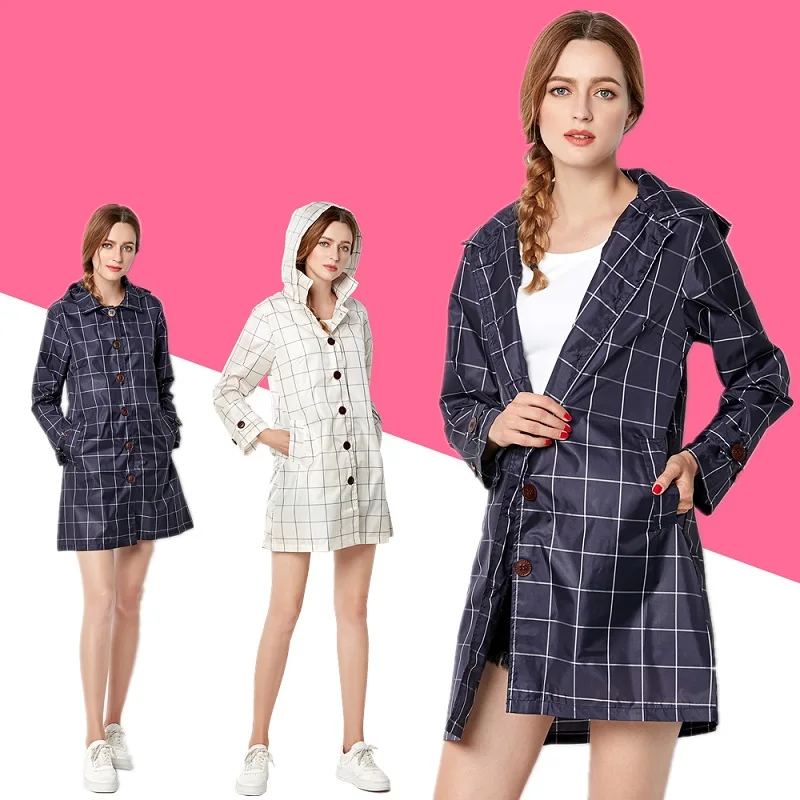 дождевик 2018 новая квадратная сетка Для женщин плащ ветрозащитный